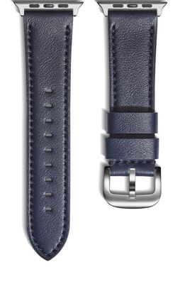 Shinola Leather 24mm Apple Watch Watchband in Navy