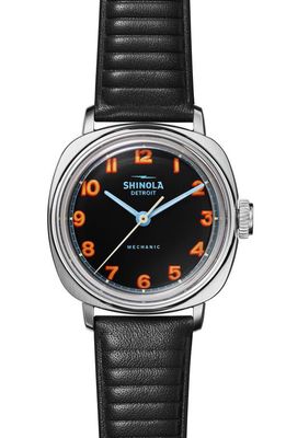 Shinola Mechanic Leather Strap Watch