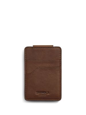 Shinola money-clip leather wallet - Brown