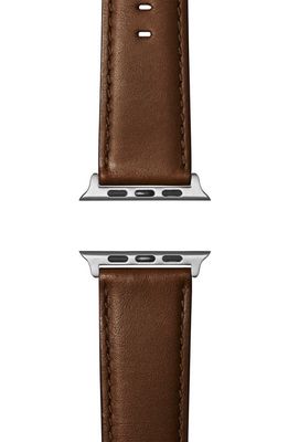 Shinola Rail Road Leather Apple Watch® Strap in Dark Nut Brown/Silver