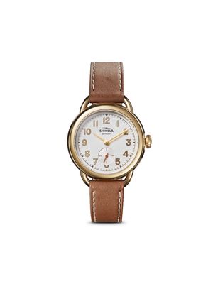 Shinola Runabout 36mm leather-strap watch - Gold