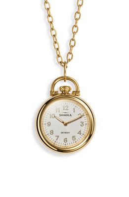 Shinola Runwell Watch Pendant Necklace in Yellow Gold