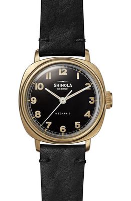 Shinola The Mechanic Leather Strap Watch
