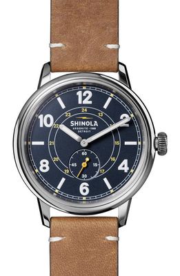 Shinola The Traveler Subsecond Leather Strap Watch
