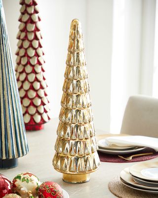 Shiny Golden Glitter & Glass Christmas Tree
