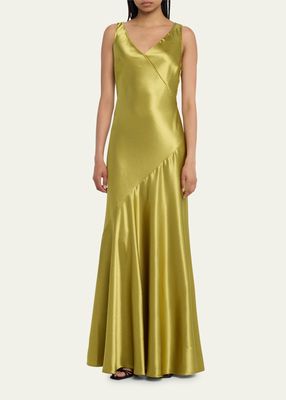 Shiny Open Cowl-Back Gown