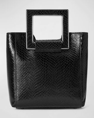 Shirley Mini Snake-Embossed Top-Handle Bag
