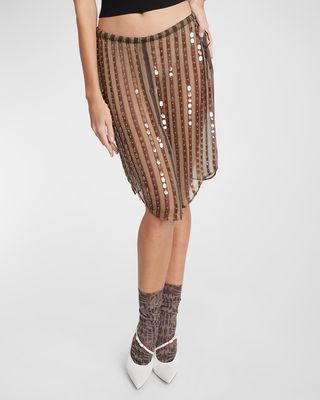 Shirty Embellished Sheer Midi Skirt