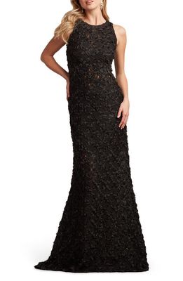 SHO by Tadashi Shoji Glitter Floral Lace Trumpet Gown in Black