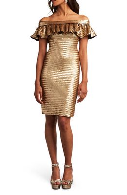 SHO by Tadashi Shoji Metallic Off-the-Shoulder Cocktail Dress in Golden