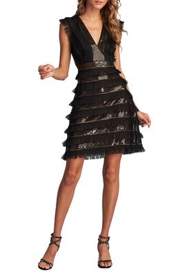 SHO by Tadashi Shoji Sequin Ruffle Sleeveless Cocktail Dress in Black