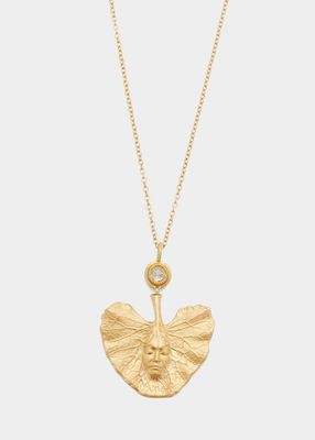 Shoko Leaf Pendant in 18k Gold with Rose-Cut Diamond