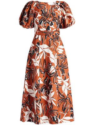 Shona Joy floral-print linen-blend dress - Brown