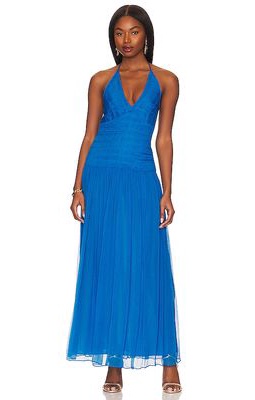 Shona Joy Leilani Halter Tie Maxi Dress in Blue