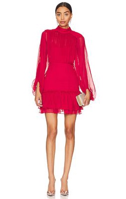 Shona Joy Leilani Long Sleeve Mini Dress in Red