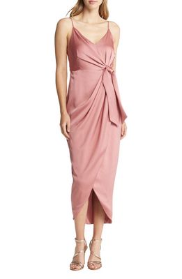 Shona Joy Luxe Tie Front Cocktail Dress in Rose
