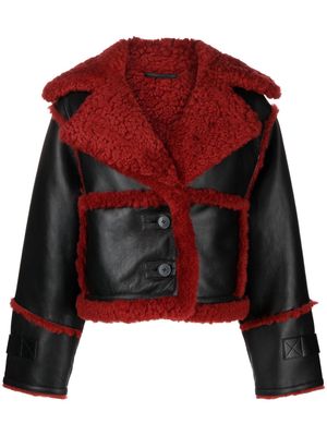 Shoreditch Ski Club Reva cropped shearling jacket - Black