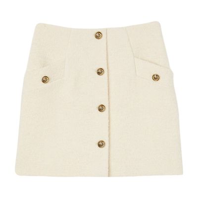Short bouclÃ© fabric skirt