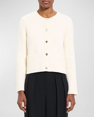 Short Cashmere and Wool Knit Jacket