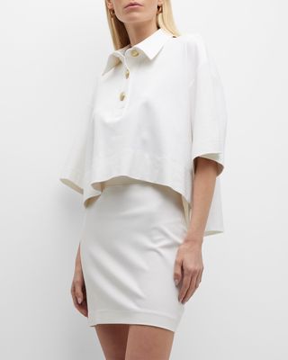 Short-Sleeve Boxy Crop Polo Shirt