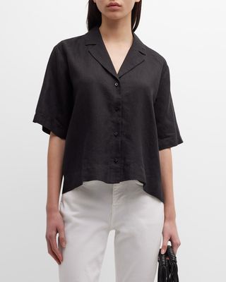 Short-Sleeve Boxy Lightweight Linen Shirt