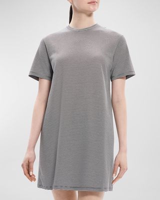 Short-Sleeve Knit Mini Shirtdress