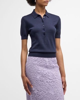 Short-Sleeve Knit Polo Shirt