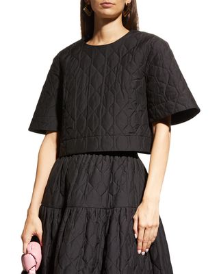 Short-Sleeve Quilted Crop Top