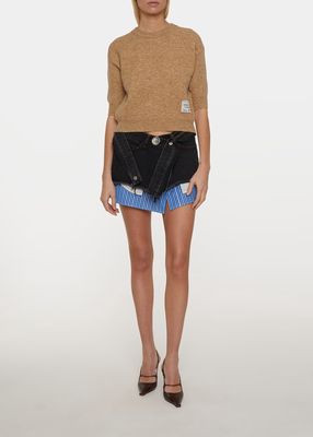 Short-Sleeve Wool-Cashmere Sweater