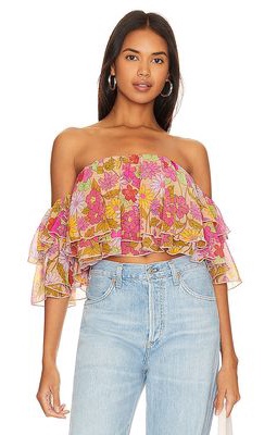 Show Me Your Mumu Rossella Ruffle Top in Pink