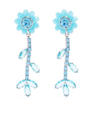 Shrimps floral pendant drop earrings - Blue