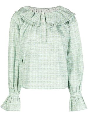 Shrimps Meadow floral-gingham blouse - Green