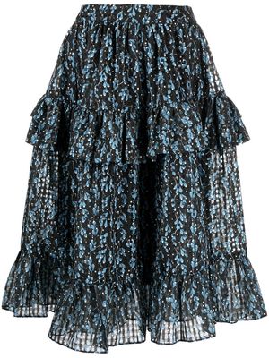Shrimps Tate floral-print skirt - Black