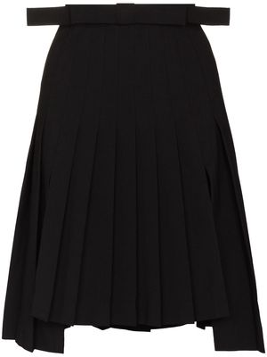 SHUSHU/TONG asymmetric bow-embellished pleated skirt - Black