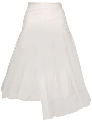 SHUSHU/TONG asymmetric tulle midi-skirt - White