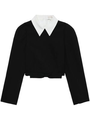 SHUSHU/TONG bow-detail layered cropped blouse - Black