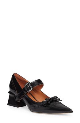Shushu/Tong Bow Detail Pointed Toe Oxford Mary Jane Pump in Black