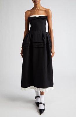 Shushu/Tong Bow Strapless Wool & Silk Cocktail Dress in Black