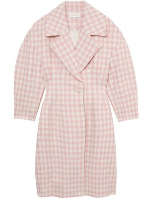 SHUSHU/TONG check-pattern single-breasted coat - Pink