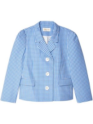 SHUSHU/TONG check-print single-breasted blazer - Blue