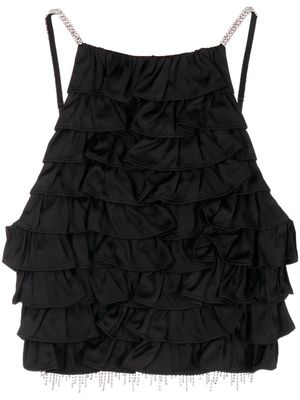 SHUSHU/TONG crystal-embellished tiered cropped top - Black
