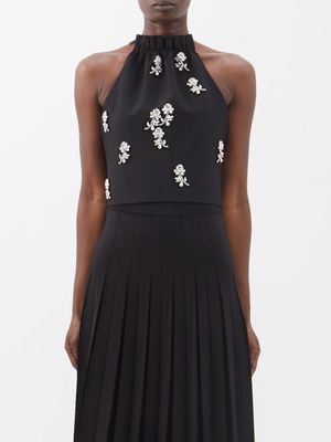 Shushu/tong - Crystal-embellished Wool-blend Top - Womens - Black Silver