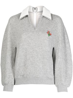 SHUSHU/TONG embroidered-detail knit jumper - Grey