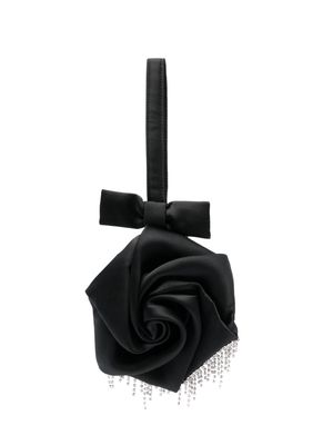 SHUSHU/TONG floral-appliqué crystal-embellished satin mini bag - Black