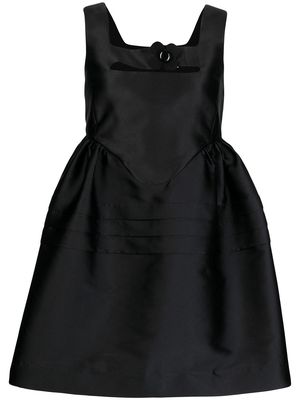 SHUSHU/TONG floral-appliqué duchess satin mini dress - Black