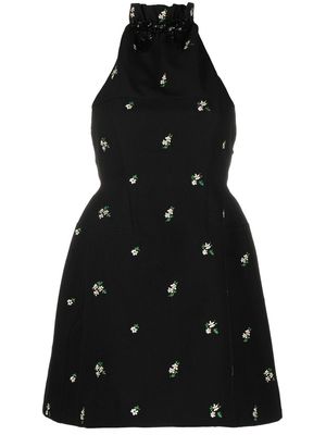 SHUSHU/TONG floral-embroidered halterneck mini dress - Black