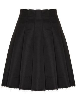 SHUSHU/TONG frayed-hem pleated miniskirt - Black