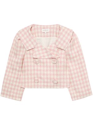 SHUSHU/TONG gingham-check cropped jacket - Pink