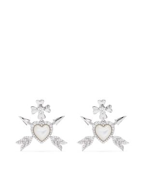 SHUSHU/TONG heart-motif crystal-embellished earrings - White