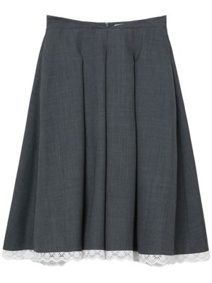 SHUSHU/TONG lace-trim pleated skirt - Grey